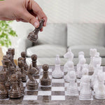 Grey Oceanic and White 12 High Quality Marble Chess Set