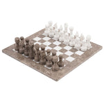 Grey Oceanic and White 15" High Quality Marble Chess Set