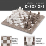 Grey Oceanic and White 15" High Quality Marble Chess Set