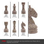 Grey Oceanic and White 15" High Quality Marble Chess Set