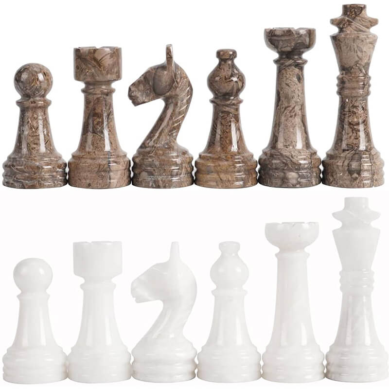 Marble Oceanic and White Chess Pieces