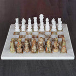  White and Green Onyx 12" High Quality Marble Chess Set