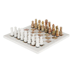  White and Green Onyx 12" High Quality Marble Chess Set