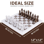 White and Grey Oceanic 12" High Quality Marble Chess Set