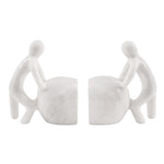 Man Pushing Stone Bookends - set of 2