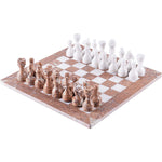 Marinara & White Natural Marble 15" Chess Game Set