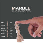 Marinara & White Natural Marble 15" Chess Game Set