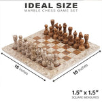 Fossil Coral and Dark Brown 15" High Quality Marble Chess Set