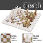 15" White and Green Chess Set (With Storage Box)